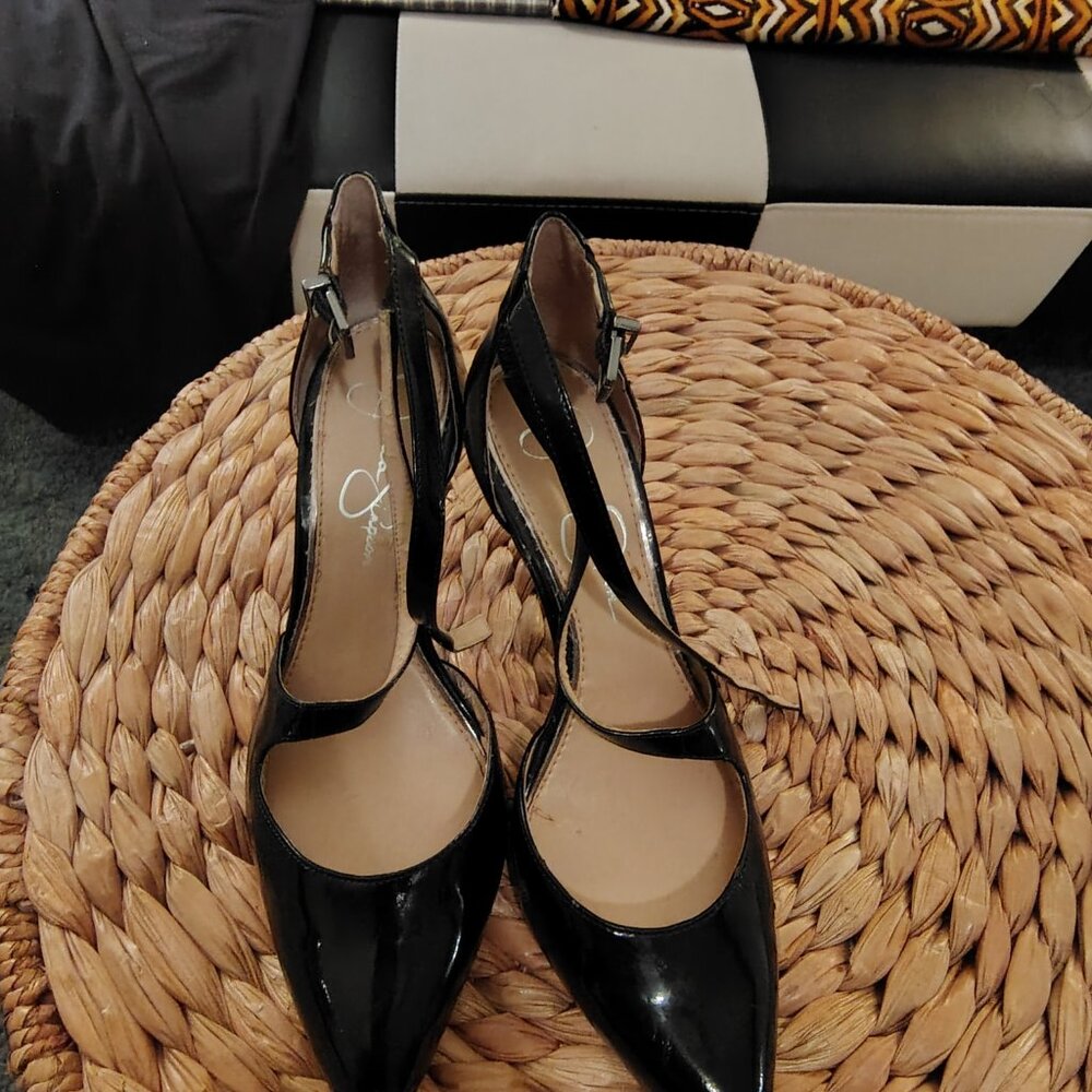 Black Leather Pumps by Jessica Simpson